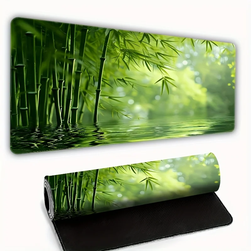

Green bamboo pattern mouse pad, high-quality rubber anti-slip washable computer desktop decorative table pad