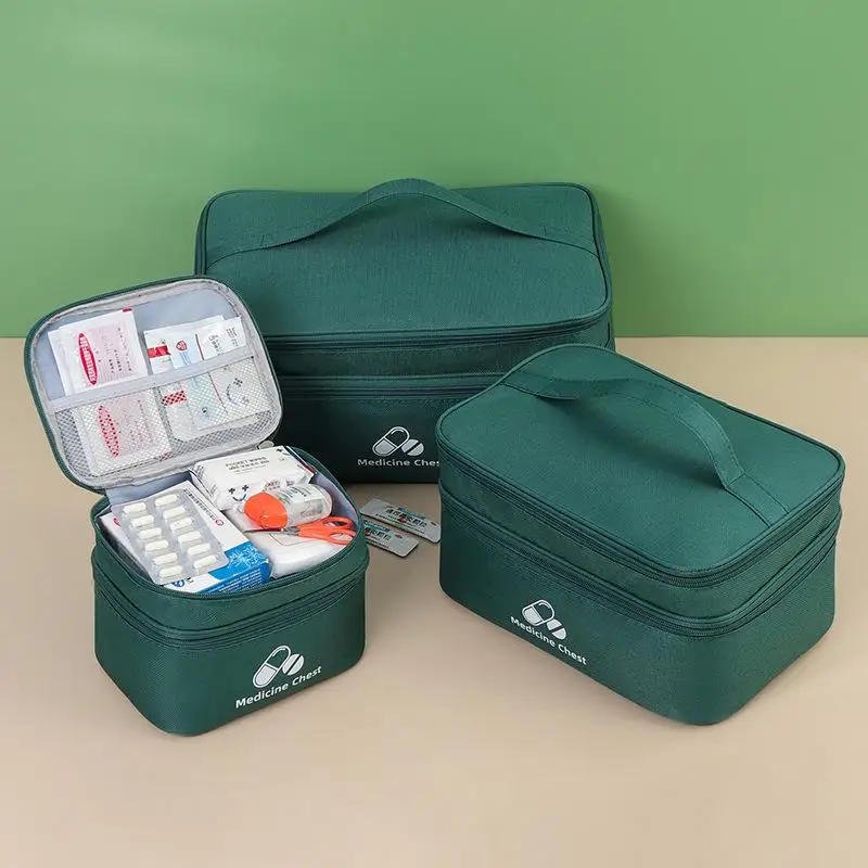 1pc Home Travel First Aid Kit Double Layer Classification Storage Drug Sorting Bag Oxford Cloth Epidemic Prevention Pouch