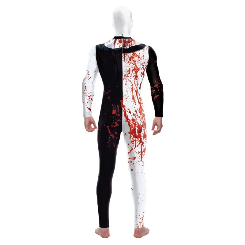 Adult Women Men Cosplay Costume Halloween Moive Scary Terrifier 3 Clown Bloody Print Jumpsuits Party Stage Performance Bodysuits