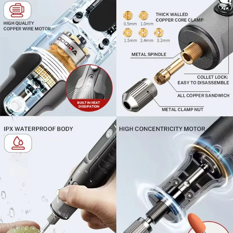 JH Cordless Electric Drill Mini Rotary Tool Grinder Engraving Kit