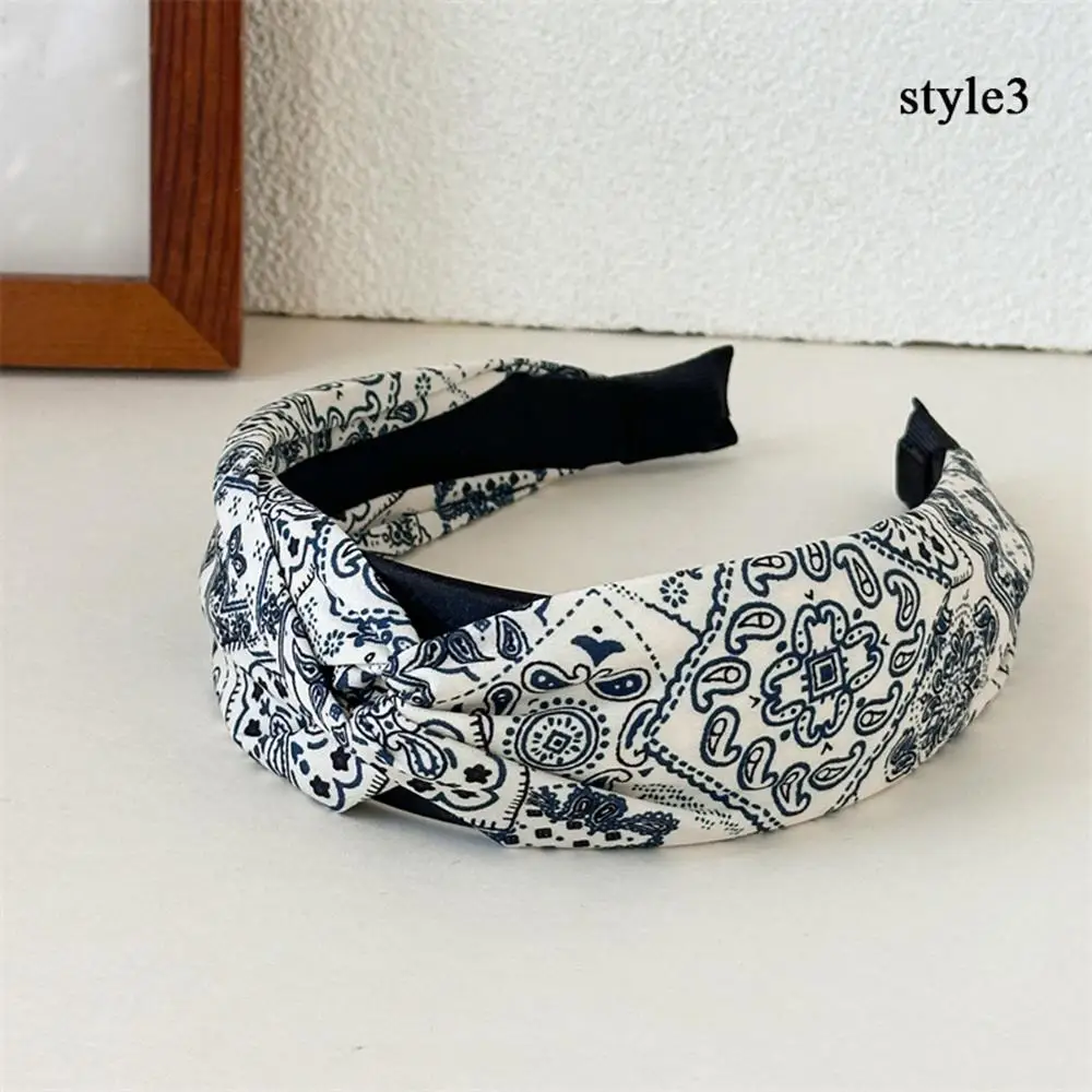 

Casual Wide Hairhoop Soft Cross Head Hoop Women Ethnic Hairbands Cashew Flowers Printing Hair Hoop Headband Headwrap Wholesale