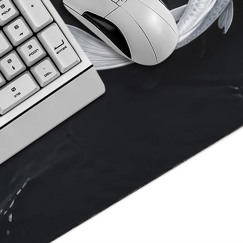 Black White Koi Mouse Pad Gamer XL Large Home Mousepad XXL Office Natural Rubber Carpet PC Table Mat Mouse Mats view 2