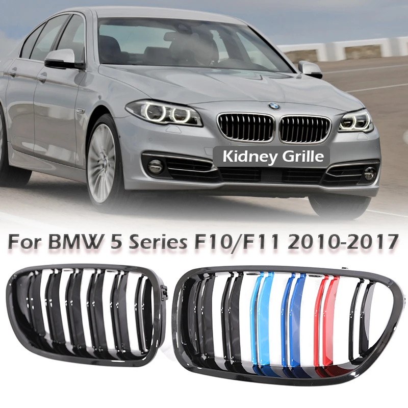 

Double Slat Chrome Carbon DE Flag M Color Kidney Grille Front Radiator Racing Grill For BMW 5 Series F10 F11 535 530i 2010-2017