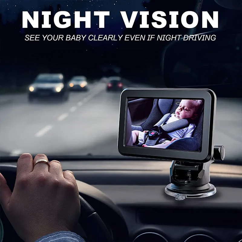 Newest Infant Rear Display View Camera 360 Adjustable Baby Car Mirror Facing Infant Infrared Night Vision Monitor Display Gift