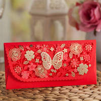 4pcs Envelopes- Elf-Seal Textured Layering Wedding, Birthday, New Year & Business Gift Money Packets,Red Envelope, Card Package