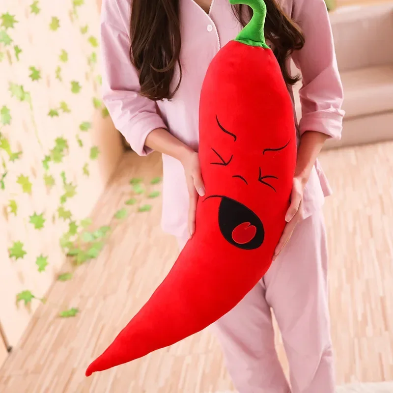 80-100cm Hot pepper Funny Face Chili creative pillow cushion plush fruit vegetables food Anti-stress soft girl Children toy gift