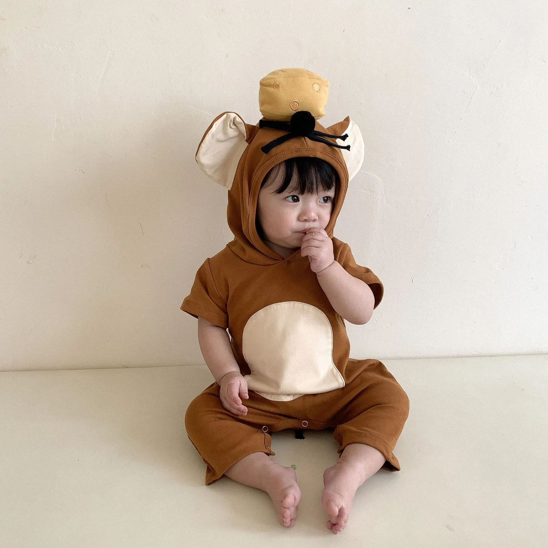 Summer new short-sleeved baby mouse costume Halloween animal costume baby jumpsuit baby fart clothes climbing clothes