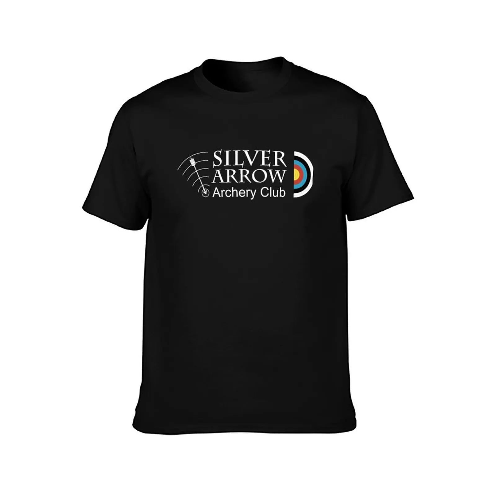 Silver Arrow Archery White Club Logo and Target T-Shirt Casual Loose Daily Wear T-Shirt