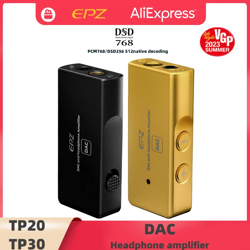 EPZ TP20 TP30 휴대용 MQA USB DAC 오디오 헤드폰 IEM 앰프 동글 C 타입 라이트닝 ES9038Q2M DSD256 DSD512 디코더