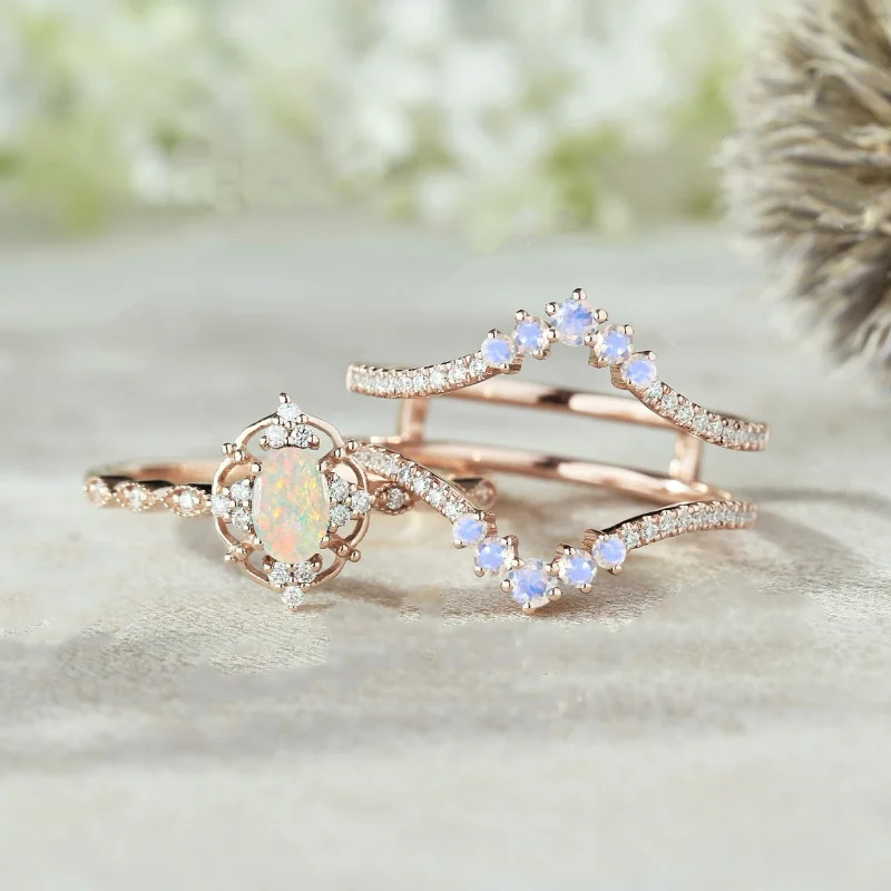 الأوروبية والأمريكية الموضة الجديدة شكل زهرة أوبال مطعمة شخصية فاخرة خاتم المرأة تنوعا #2