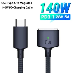 140W USB Type C to Magsafe 3 Magnetic Charger Cord Laptop Charging Cable Converter PD 2M for MacBook Air/Pro A2442 A2485 A2681