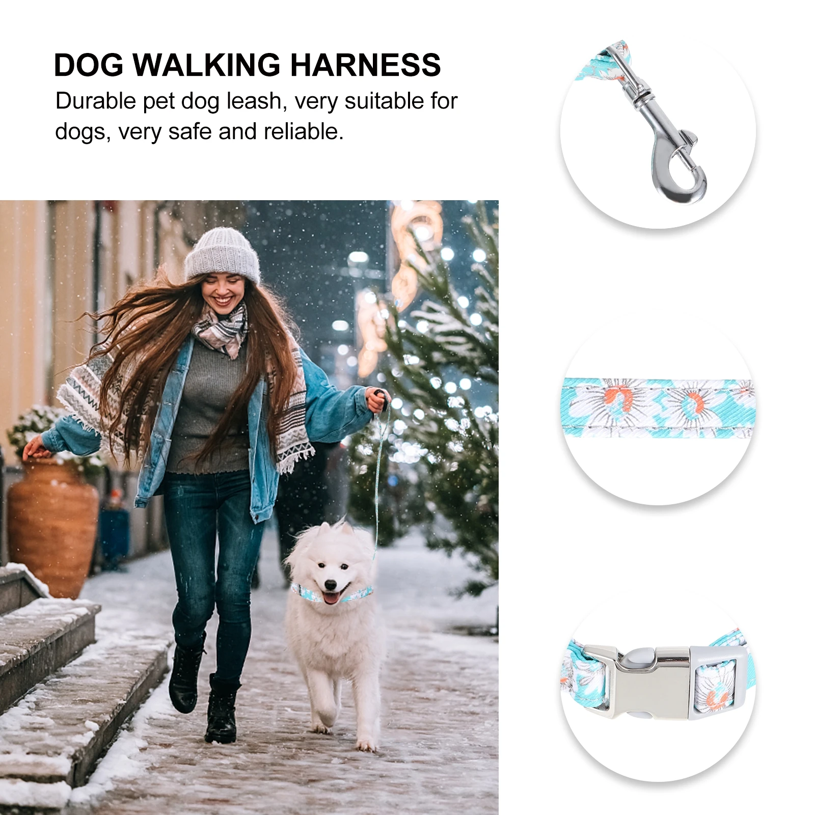 

2pcs Dog Walking Leash Adjustable Pet Collar Training Rope Outdoor Safety Pulling Traction Chain For Puppy Pet Leash Rope Collar