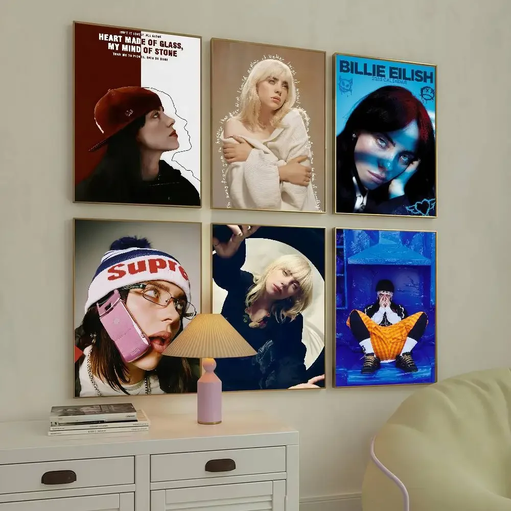 Singer Billie Eilish Poster for Home Living Room Bedroom Office Bar Wall Decor Sticker