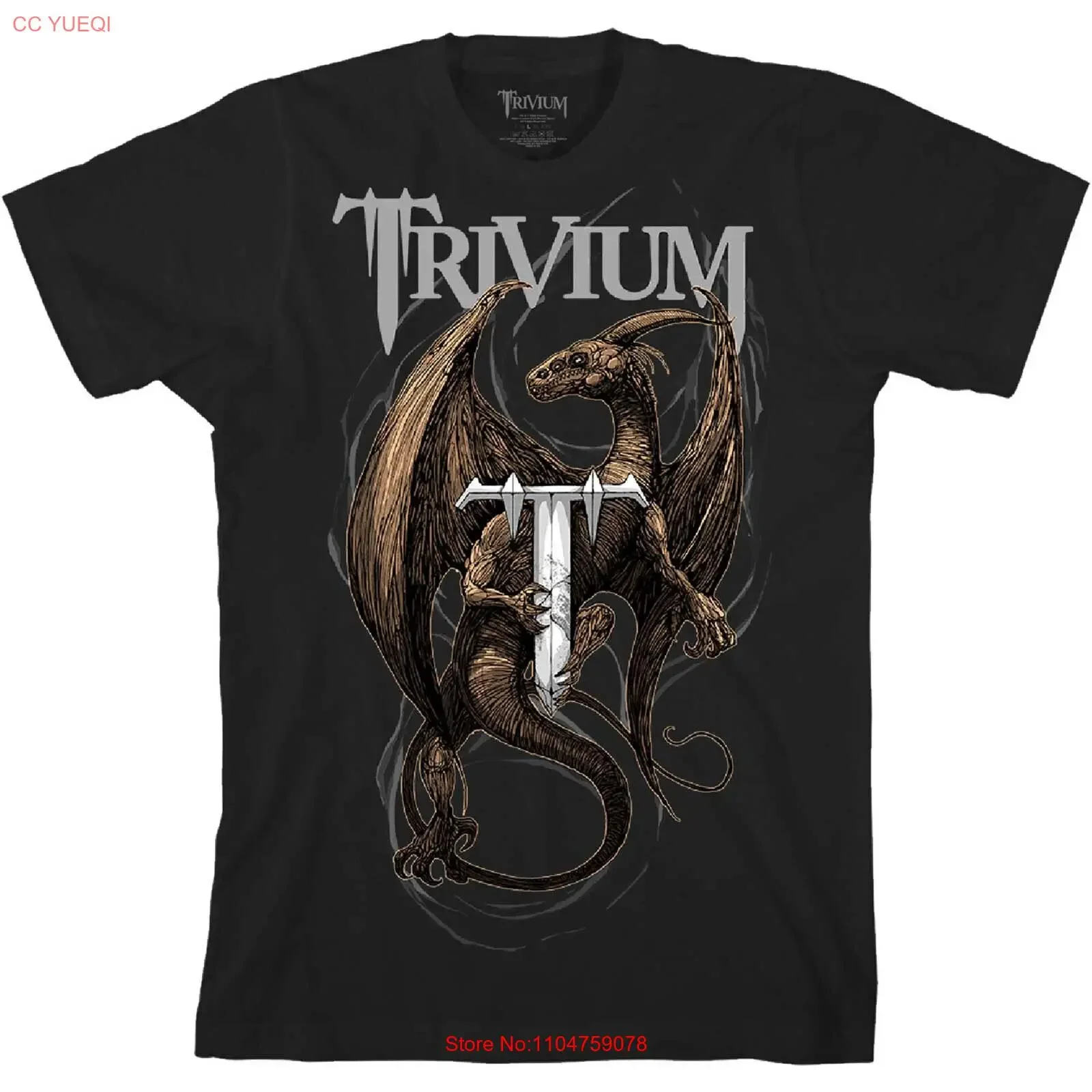 Trivium Perched Dragon Black T Shirt NEW OFFICIAL vintage Washed Soft fashion Unisex Versatile Top For Everyday Wear Casual