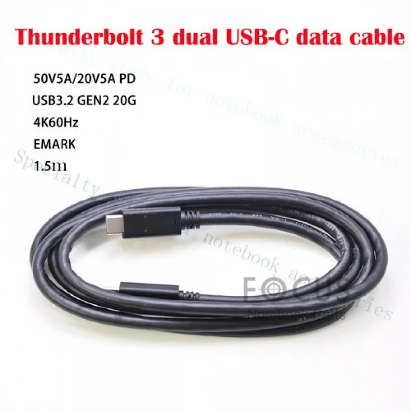 A++ Genuine for DELL Thunderbolt3 Dual USB-C Cable 100W/240W PD Fast Charge 4K60Hz EMARK