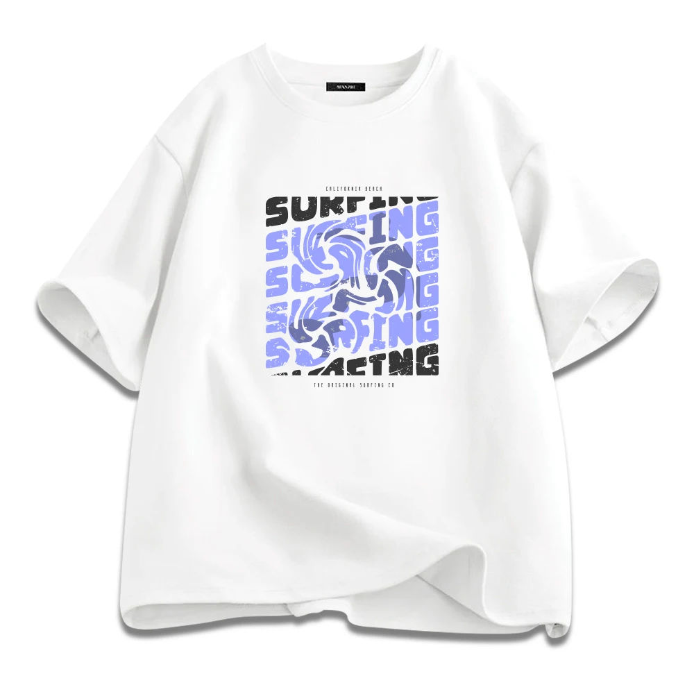 Surfing Printed T Shirt Trendy Mens Summer Clothing Creative Graphic T-shirts Cotton Soft Tops Oversize Short Sleeve Tee