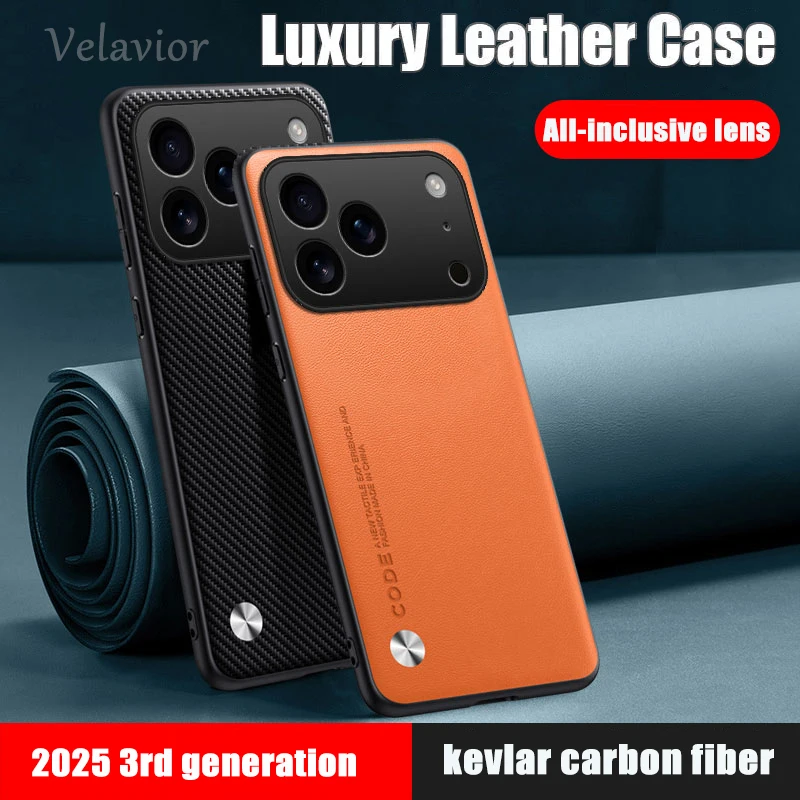 Für Apple iPhone 17 Pro Fall Luxus PU Leder Zurück Abdeckung 1716 Pro Max 17 Air 16e Silikon Stoßfest Voller Schutz Telefon Fundas