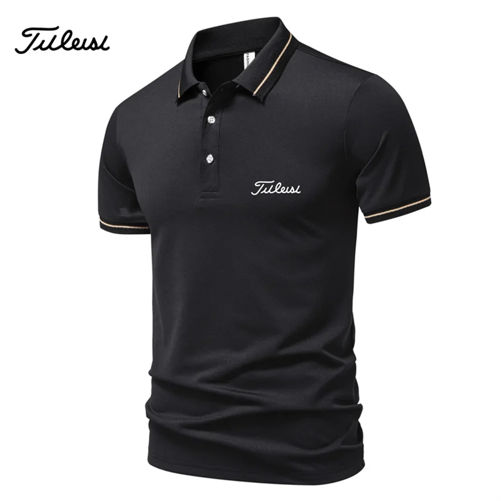 2026 new men's casual and fashionable solid color short sleeved polo shirt, comfortable and versatile summer T-shirt
