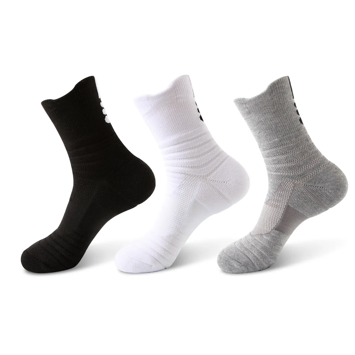 

Three pairs of men's sports socks, badminton running, outdoor socks, plush socks, sweat wicking sleeveless basketball socks bag