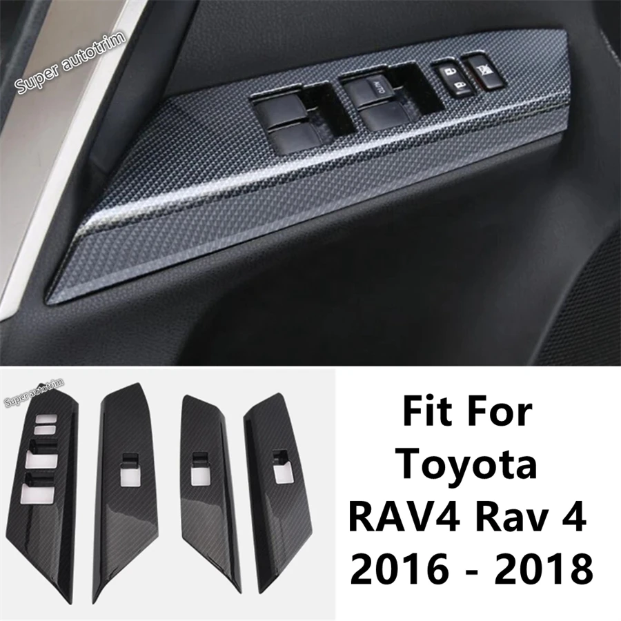 

Car Inner Door Window Lift Button Switch Panel Decoration Cover Trim Accessories Interior For Toyota RAV4 Rav 4 2016 2017 2018