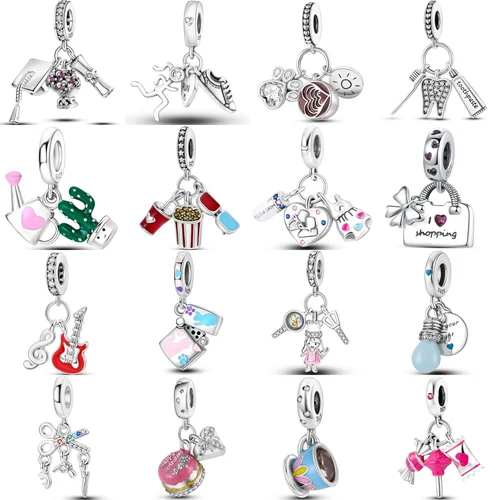 925 스털링 실버 커피 컵 선글라스, 가정용 아이템 시리즈, 참 비즈 핏, 오리지널 판도라 팔찌, S925 DIY 쥬얼리 