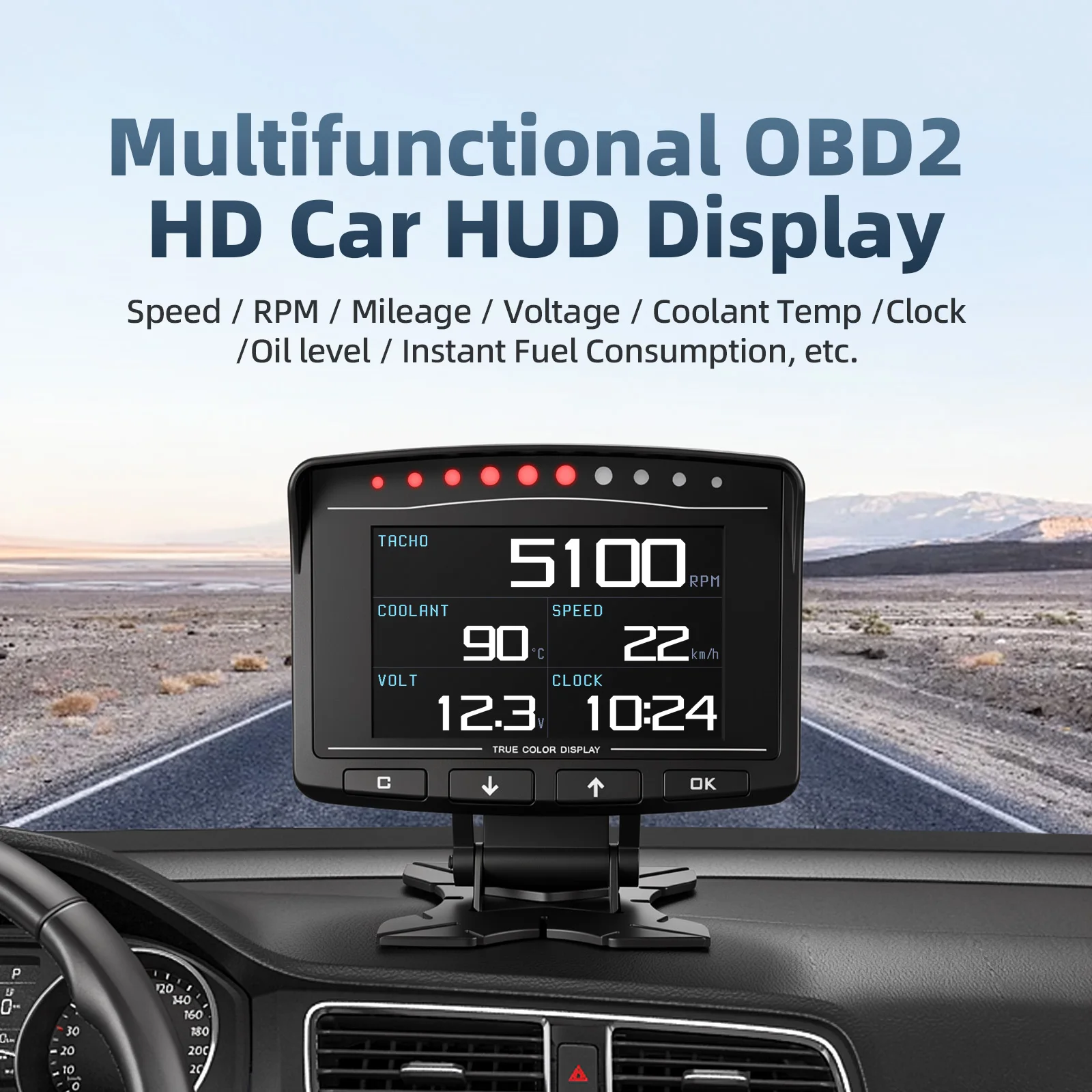 A208 OBD2 Meter On-Board Computer OBD Water Temp Turbo Speed LCD Meter Gauge Car Scanner Automotive Diagnostics Tool