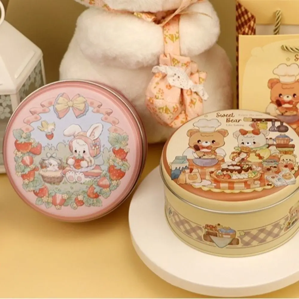 Boîte de rangement ronde pour bonbons, motif dessin animé en relief 3D, boîte cadeau, grande capacité, étui de rangement pour bijoux en fer blanc, festivals