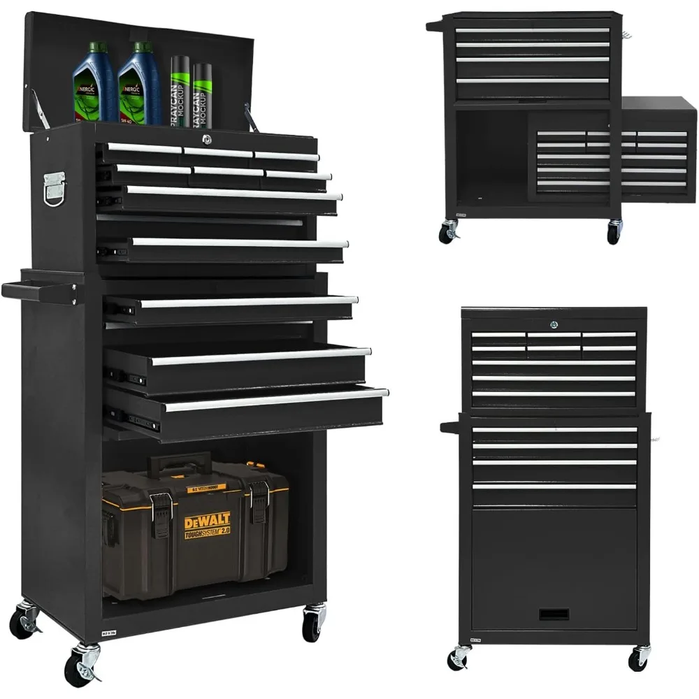 

13-Drawer Rolling Tool Chest, 2 in 1 Detachable Tool Chest,Tool Box with Drawers and Wheels, Large Tool Cabinet with Lock, Metal