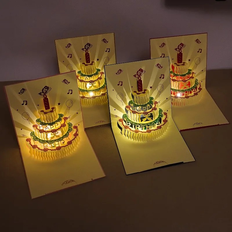 

3D-карта в форме торта с подсветкой, теплый памятный подарок, подходящий для друга, детские офисные школьные принадлежности