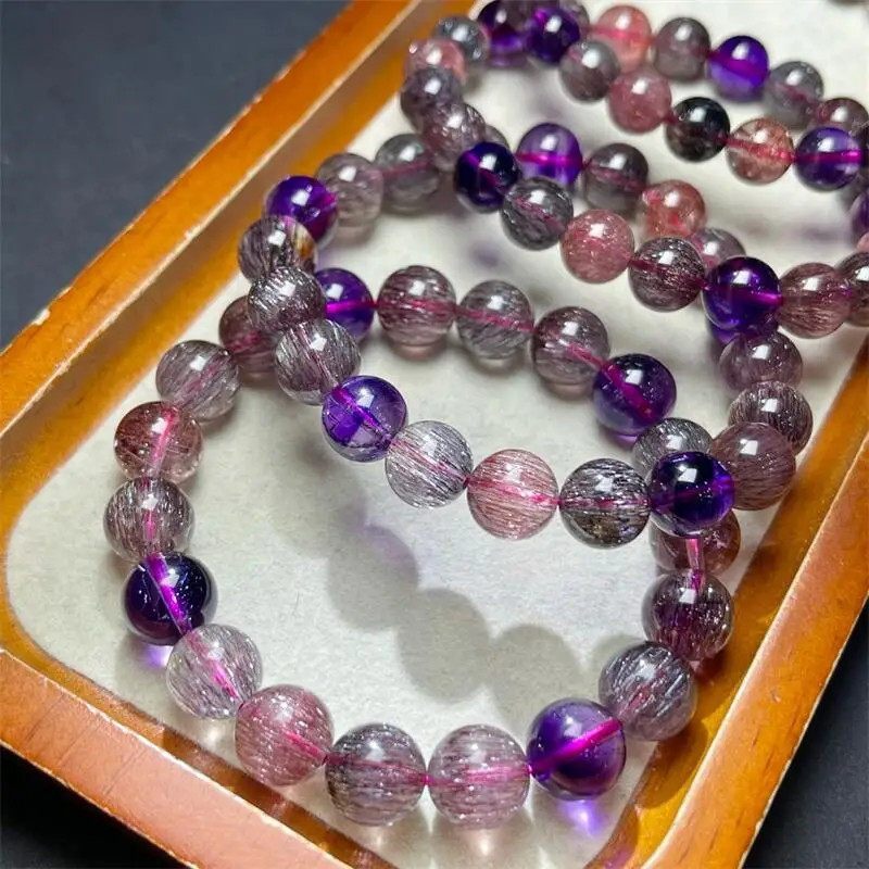 8/9MM Natural Super Seven Quartz Bracelet Color Beads Fashion Fresh Jewelry Men and Women Single Circle Gift 1PCS