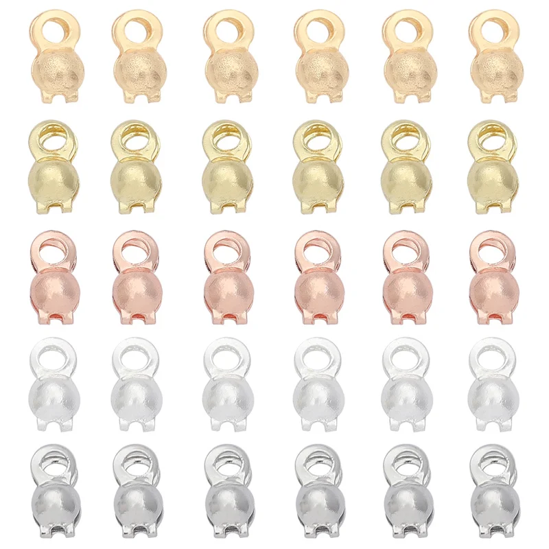 10/100pc Silver Color/Gold Color/Rose Gold Plating Brass Crimp Beads Clasp Connectors For DIY Jewelry Finding Making Accessories