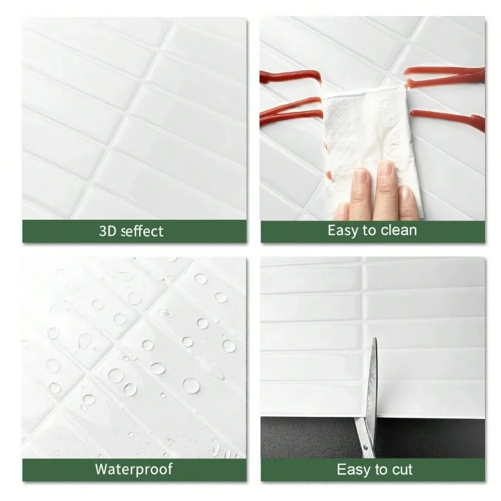 European Simple Self Adhesive Tile Sticker PVC 2D Print Wall Decal Water Proof Oil Proof Surface Cover For Kitchen Backsplash