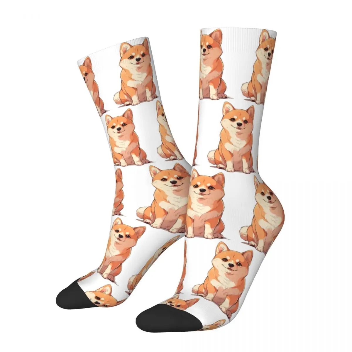 Cartoon Style Cute Shiba Inu Socks Harajuku Sweat Absorbing Stockings All Season Long Socks Accessories for Unisex Christmas