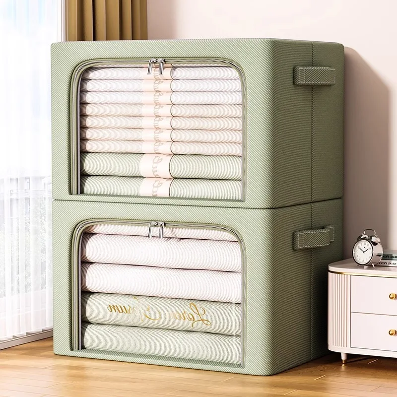1pc Large Visual Window Oxford Fabric Storage Bin Household Wardrobe Quilt Clothes Organizer for Bedroom Closet Daily Sorting