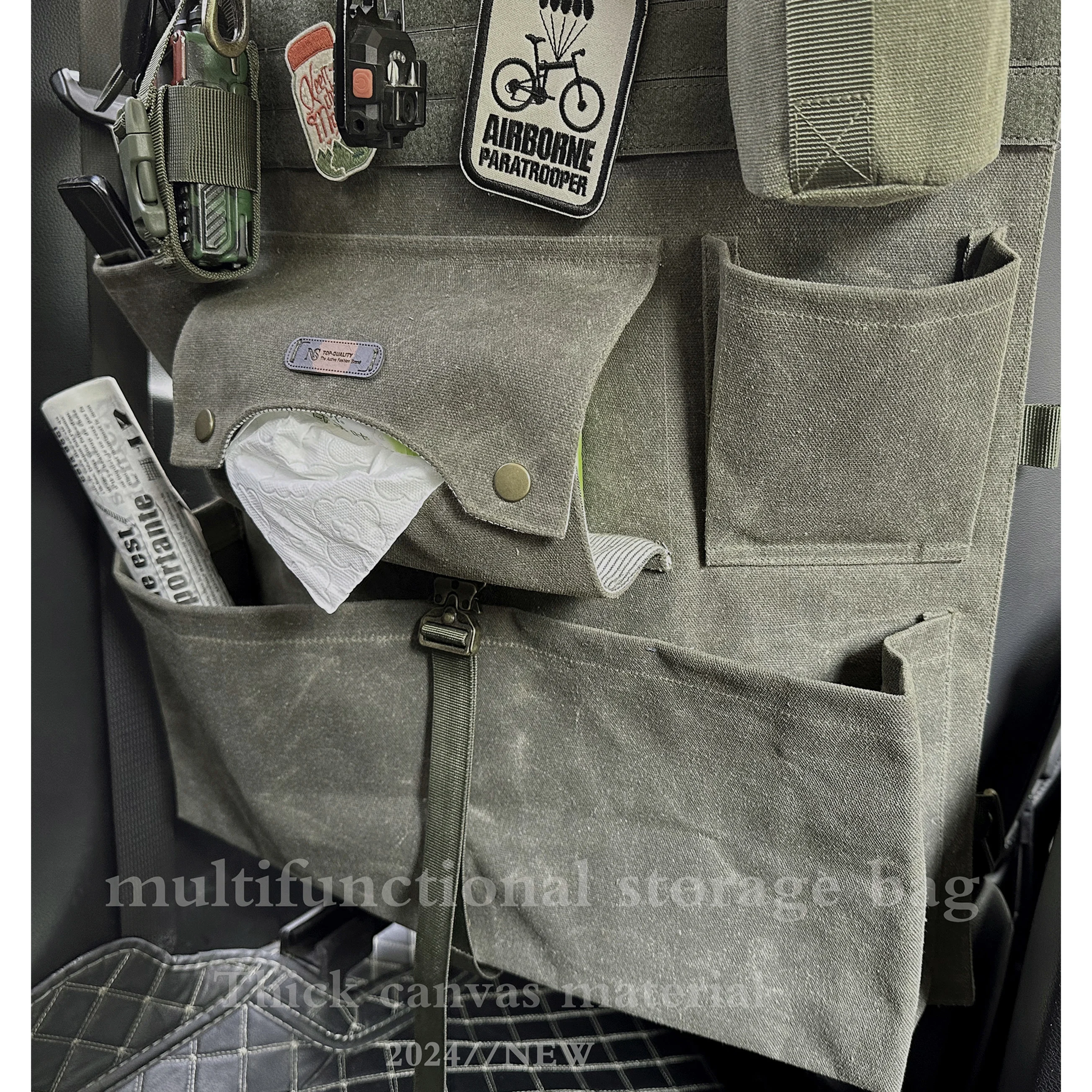 

RV Car Seat Back Organizer – Heavy-Duty Hanging Storage Bag for Camping, Overland & Outdoor Gear, Multi-Pocket Wall Organizer