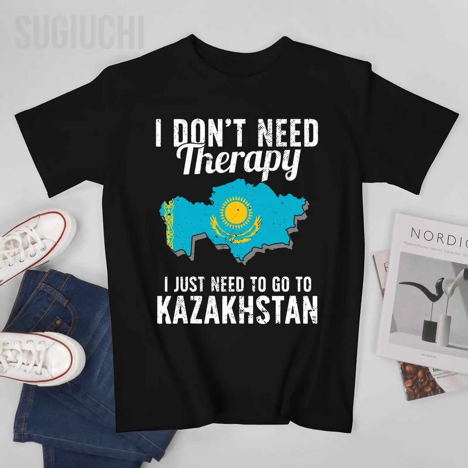 Unisex Men Kazakh Flag Kazakhstan Vacation Tshirt Tees T Shirts Women Boys 100% Cotton T-Shirt