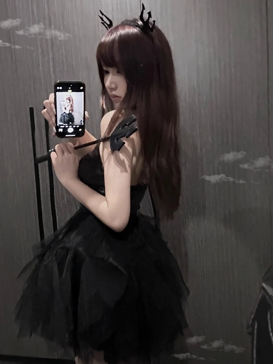 Loween Oryginalny Demon Cosplay Skórzana Spódniczka Czysta Pokusa Wiedźma Sexy Pikantna Dziewczyna Dr k Sle Spodnie z Paskiem Wyszczuplające w Talii