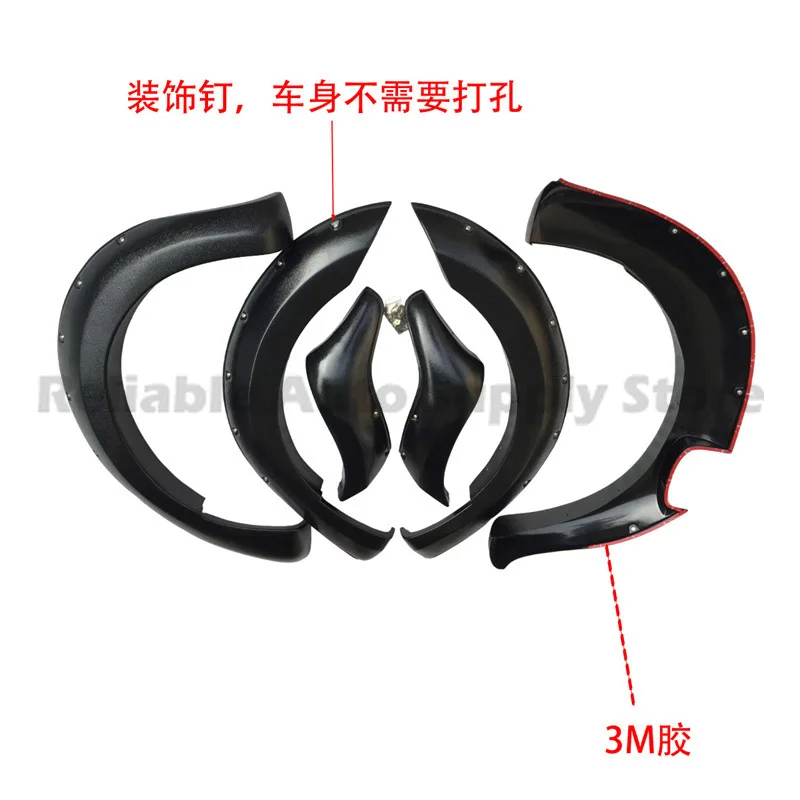 For Ford Ranger T6 2012-2015 Fender Flares ABS with Decorative Rivets Car Wheel Arch Modification Stylish Durable Upgrade Premiu