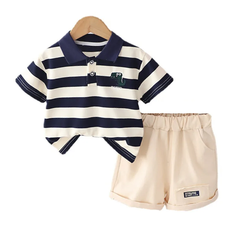 New Summer Baby Clothes Suit Children Boys Fashion Striped T-Shirt Shorts 2Pcs/Set Toddler Casual Sports Costume Kids Tracksuits