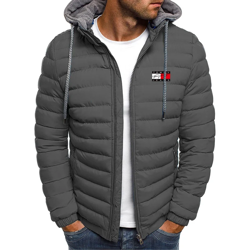 2024 Autumn and winter men's casual comfortable hooded jacket, lightweight fitness sportswear, outdoor fashion, camping, fishing