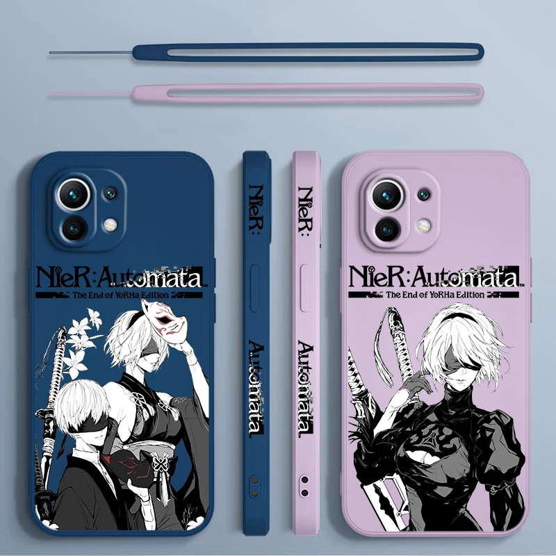 NieR Automata Anime Phone Case For Xiaomi 14 13 12 11 10 T Pro Ultra Lite 5G Liquid Left Rope 5G Soft Cover