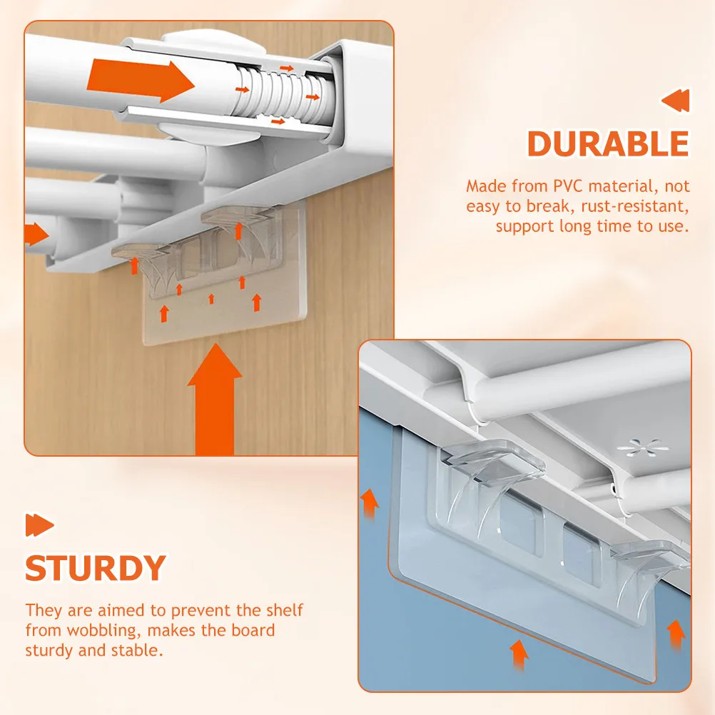 8Pcs Long Strip Shelf Support Pegs Clear PVC Wear-Resistant for Cabinets Bookcases Shelves Floating Brackets Stable Shelf Pins