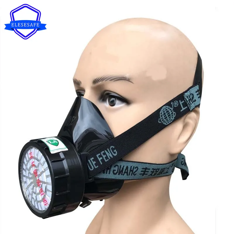 

Black Half Face Gas Mask Respirator Natural Rubber Work Safety Mask For Polishing Welding Pesticide Spraying Breath Protection