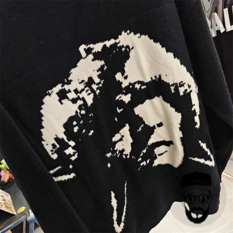 New autumn and winter ERD round neck men\'s sweater portrait jacquard Enfants Riches Deporimes knitted loose casual pullover