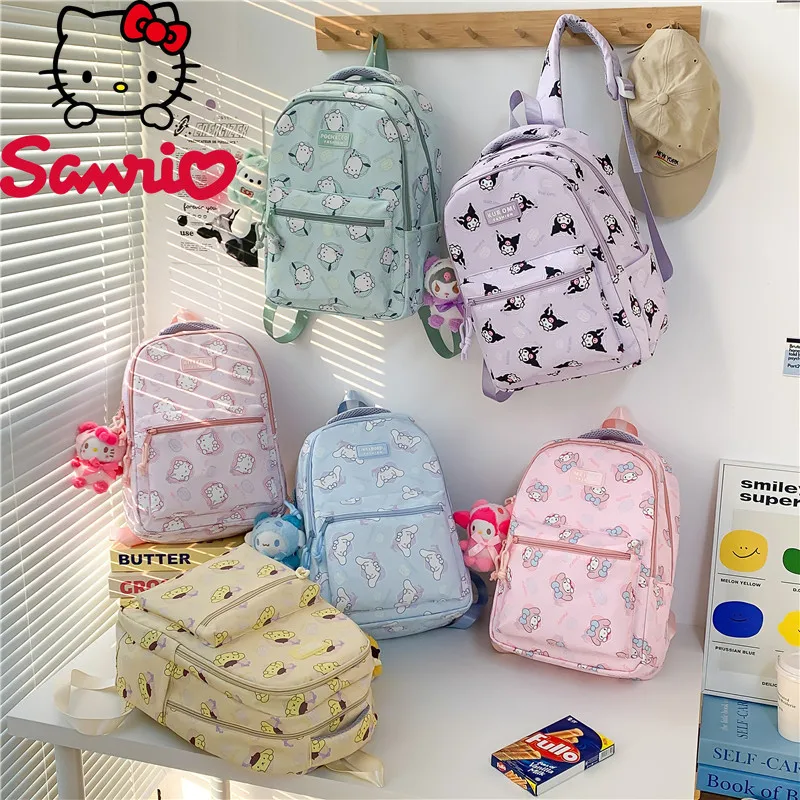 

Sanrio Kuromi Melody Cinnamoroll Large Capacity Backpack Student School Bag Girls Backpacks Cartoon Cute Fashionable
