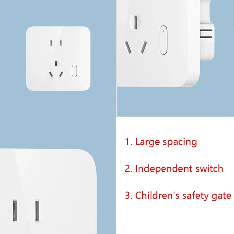Mijia Smart Wall Socket Wireless Smart Plug 10A 250V Xiaoai Voice Control Power Statistics Old Version For Smart Mijia APP