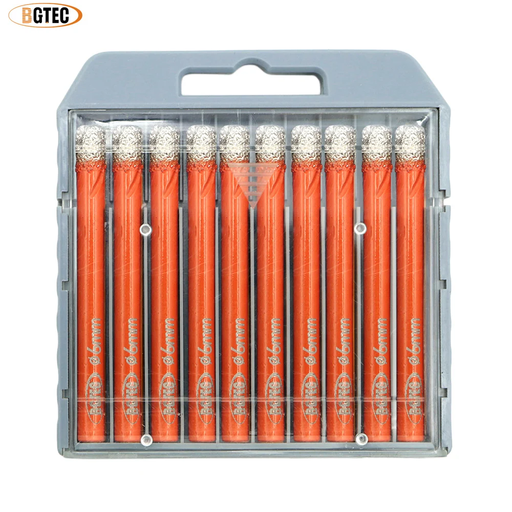BGTEC 10 stks/set 6mm Ronde Schacht Diamantboren Keramische Tegels Graniet Marmer Metselwerk Droog Werken Vacuümgesoldeerde Boren - afbeelding 1