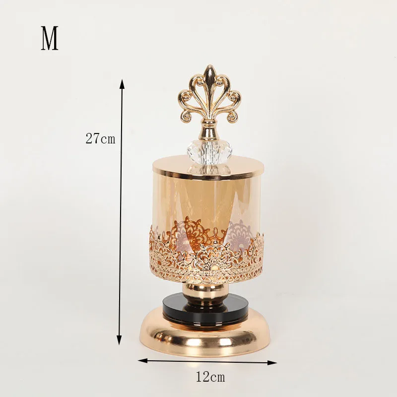 1Pc Golden Delicate Jewelry Storage Tray Bedroom Desktop Perfume Cosmetic Storage Box Transparent Glass Candy Snack Storage