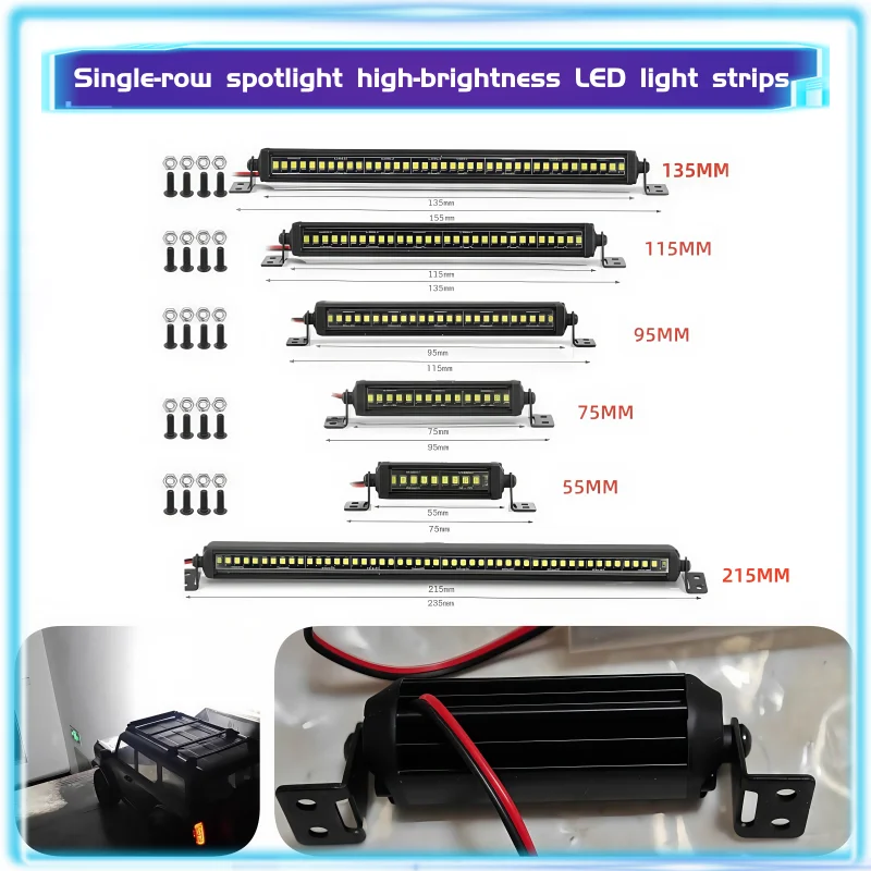 Simulation climbing car 55~215MM Light Bar Roof Lamp Lights LED High Brightness Top Light Long Bar Light Kit Rc Car Roof Lamp