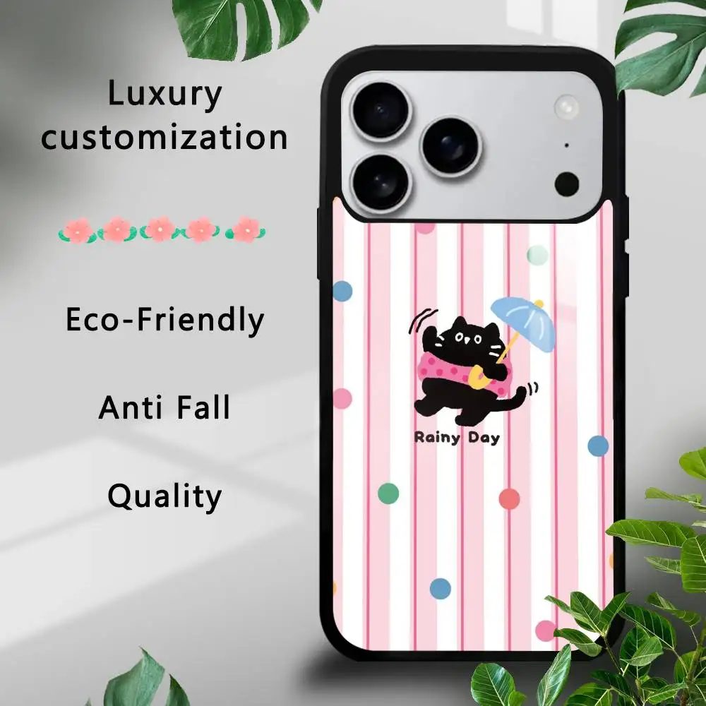 Funda de teléfono con bonito gato Kawaii para iPhone 17 16 15 14 13 12 11 Pro Xs Max Mini Plus Celulares Funda dura